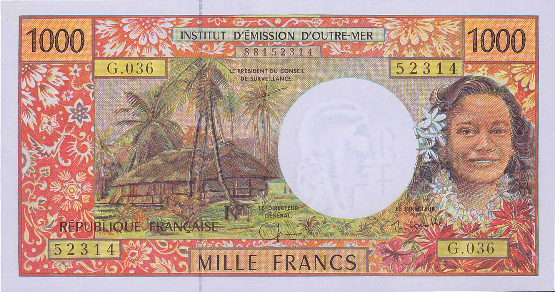French Pacific Territories 1000 1992 UNC P-2/h